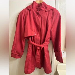 London Fog Red Trench Coat with Waist Tie